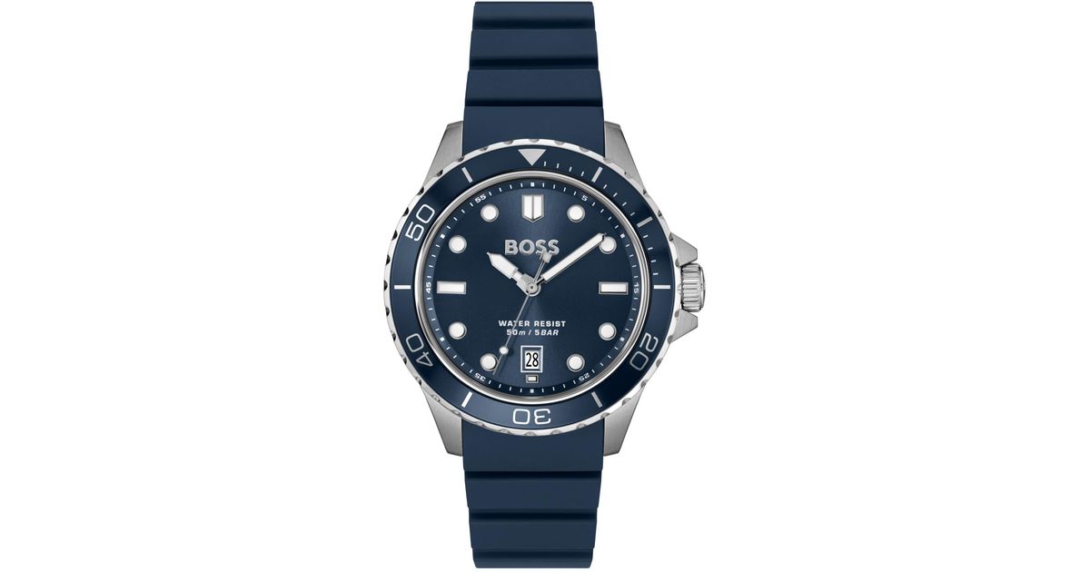 BOSS Troper Sport Quartz Basic Calendar Silicone Watch in Blue for Men ...