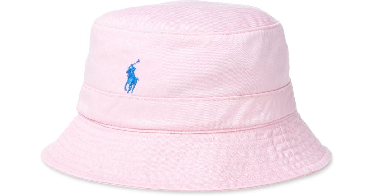 Polo Ralph Lauren Cotton Chino Bucket Hat in Pink - Lyst