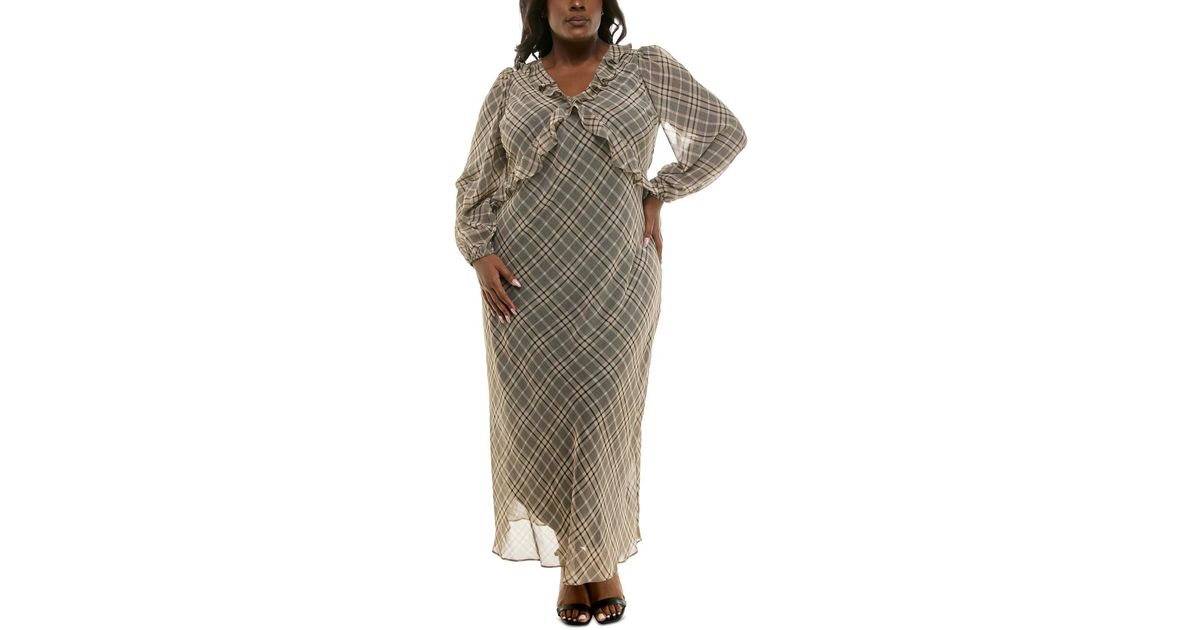 Taylor Plus Size Chiffon Ruffled V-neck Maxi Dress | Lyst Taylor Plus Size Chiffon Ruffled V-neck Maxi Dress | Lyst