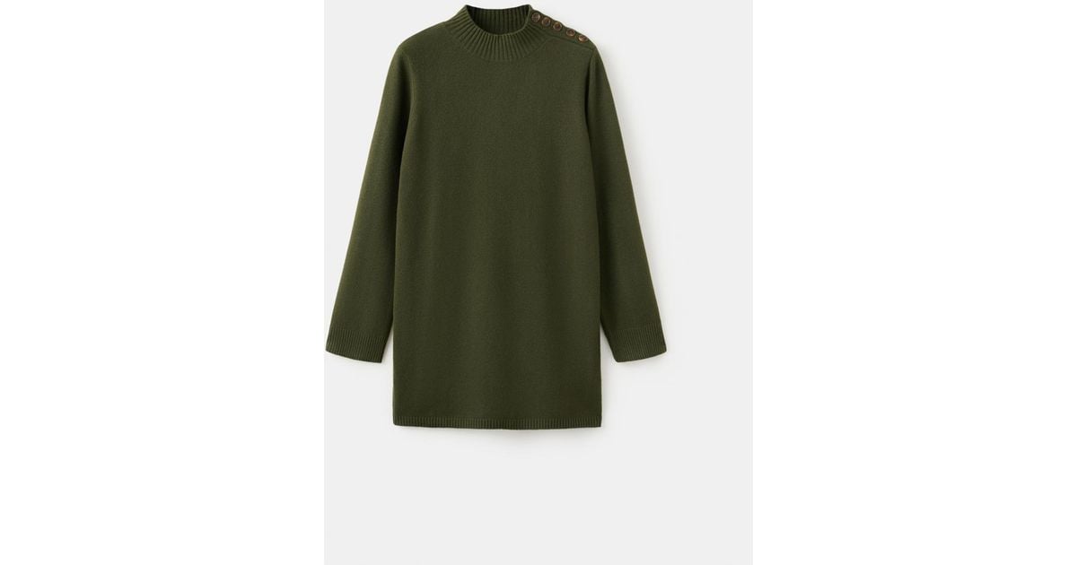 Mango Button Knit Dress in Green | Lyst