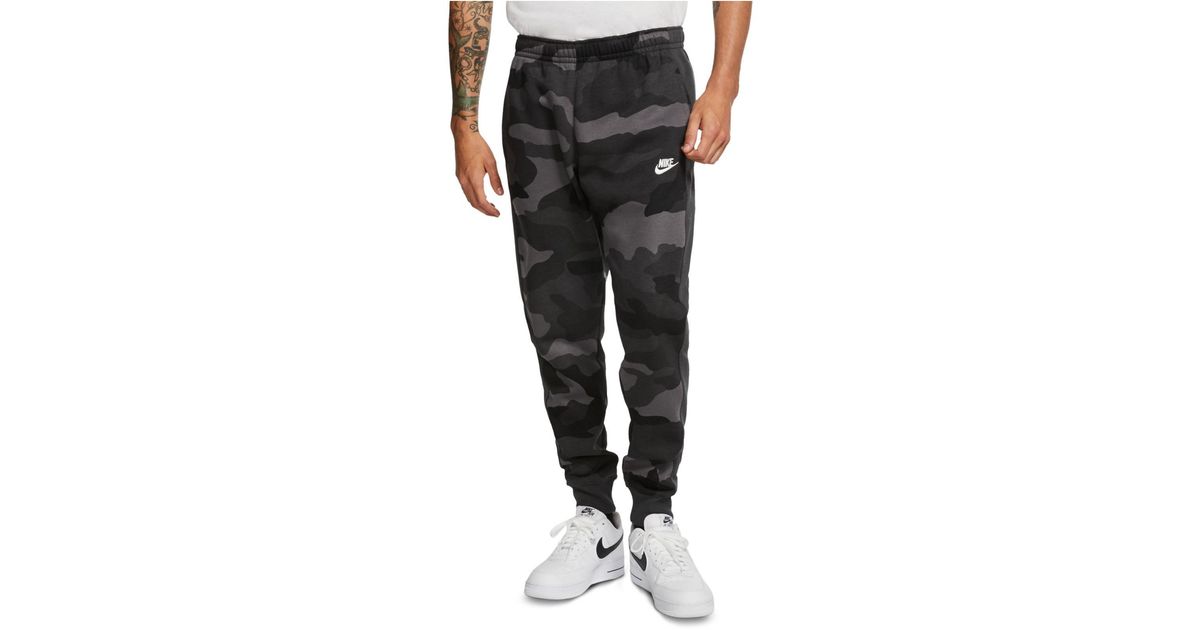 Nike Sportswear Club Fleece Camo Joggers in Gray for Men | Lyst