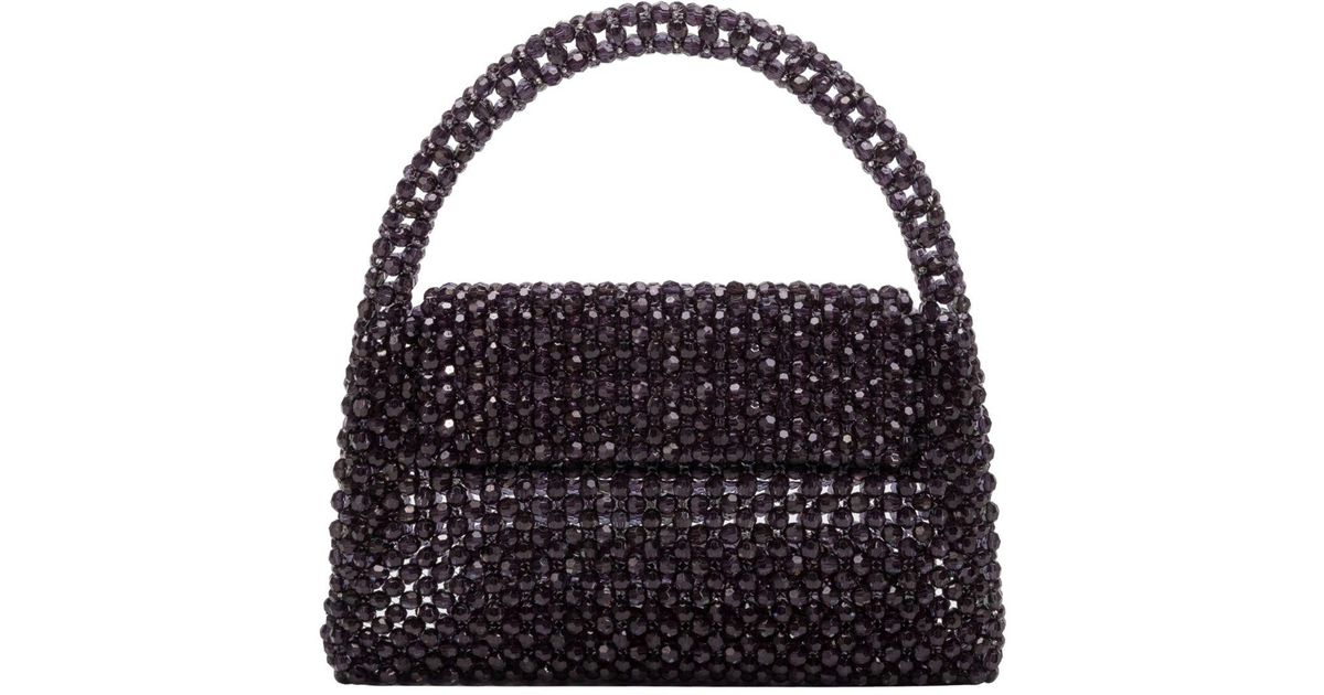 Melie Bianco Sherry Beaded Top Handle Bag in Black | Lyst