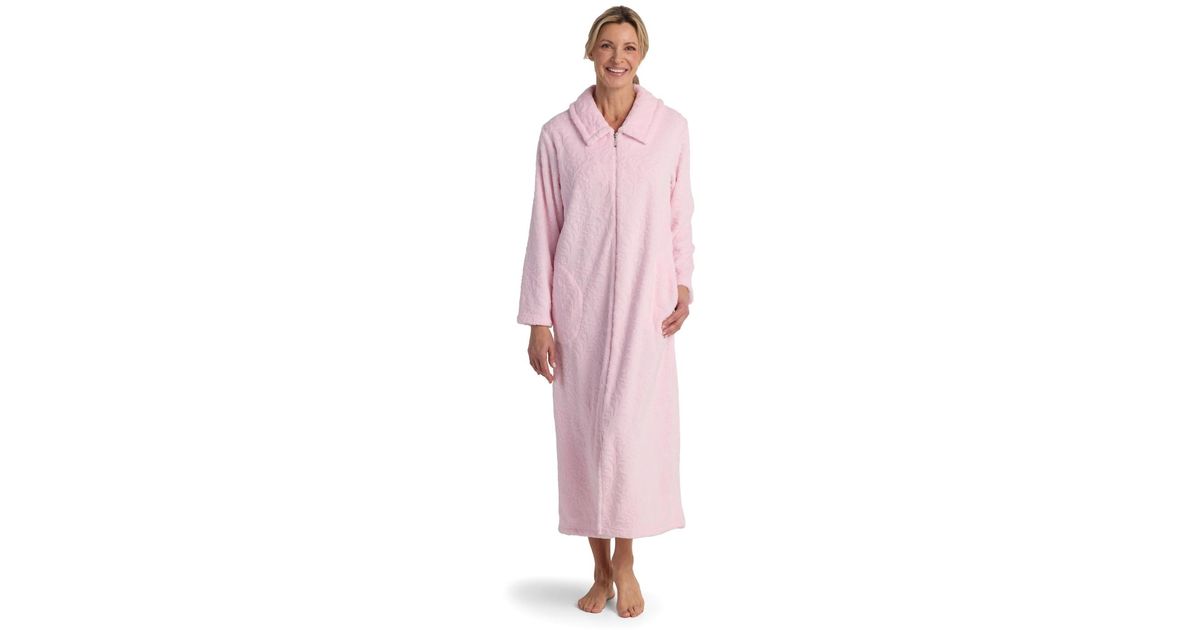 Round Collared Robe Miss Elaine Collared Long Robe in Pink | Lyst