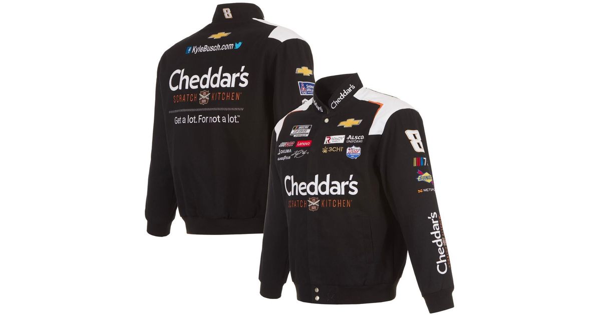 JH Design Kyle Busch Cheddar's Twill Uniform Fullsnap Jacket in Black