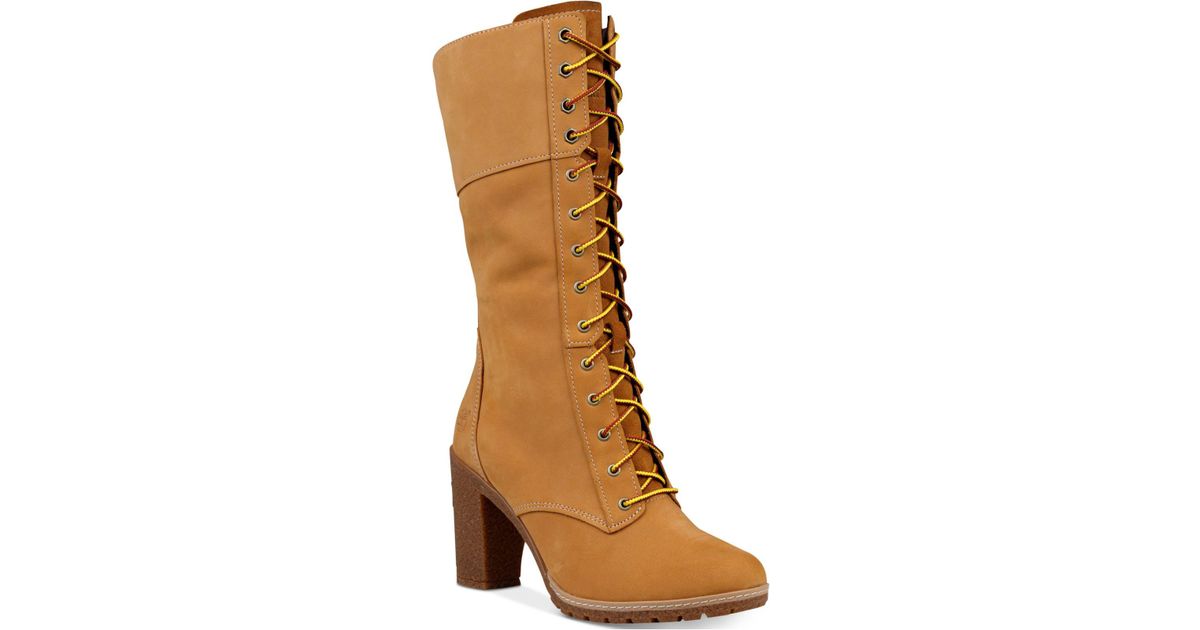 timberland brown heeled boots