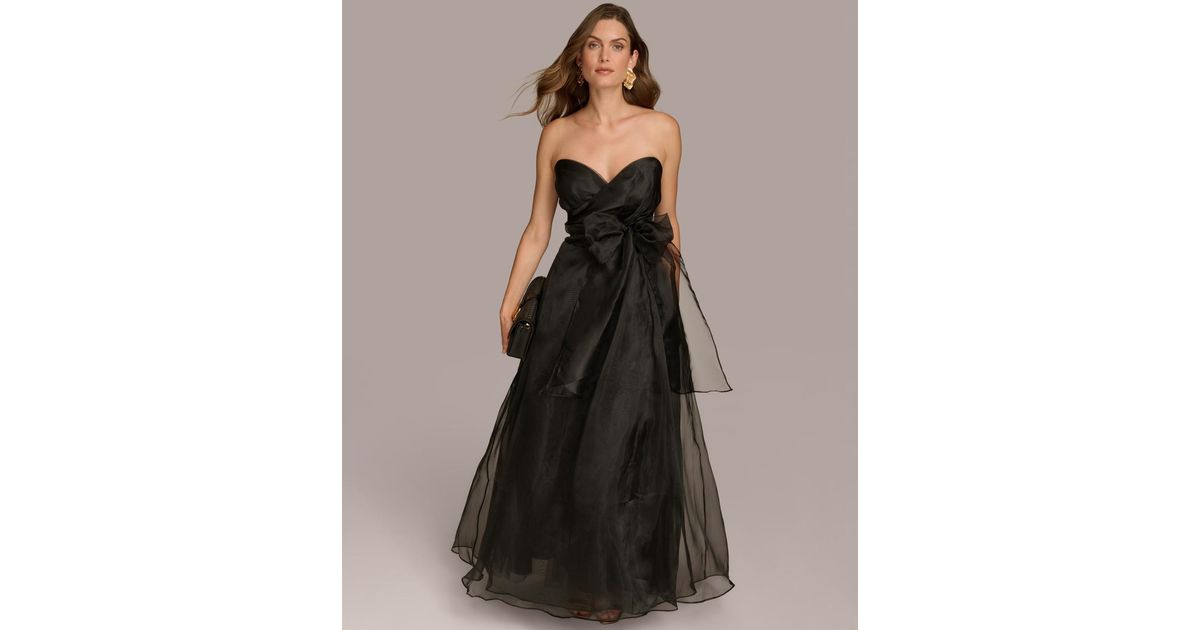 Donna Karan Donna Karan Sweetheart Neck Strapless Chiffon Dress in Black |  Lyst