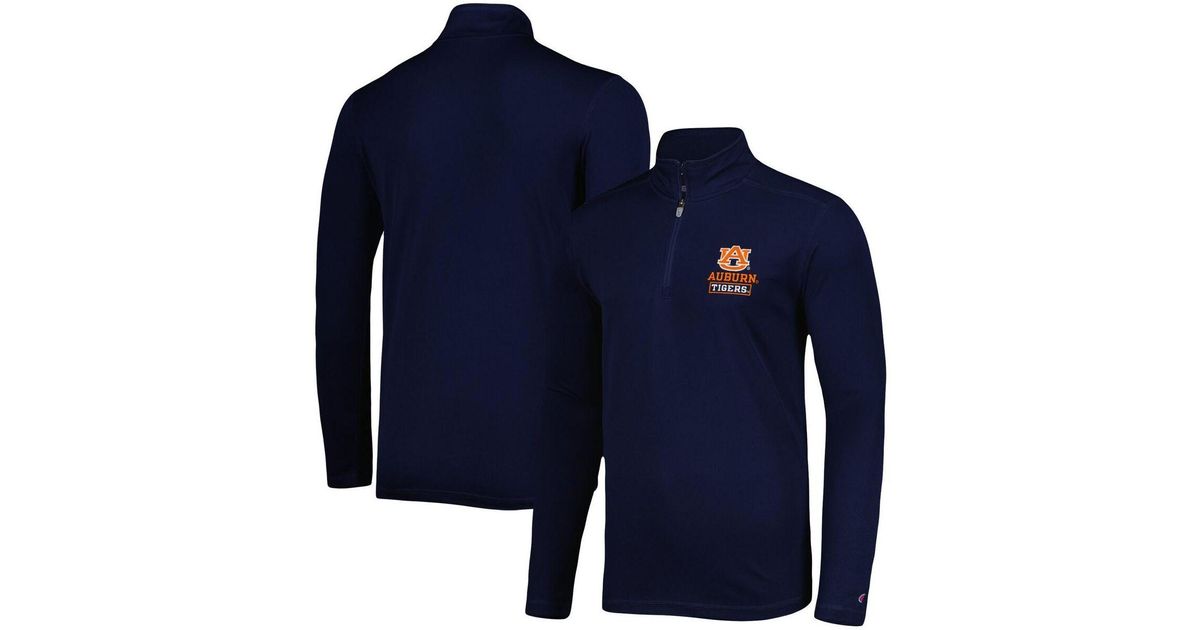 Champion Navy Auburn Tigers Textured Quarter-zip Jacket in Blue for Men ...