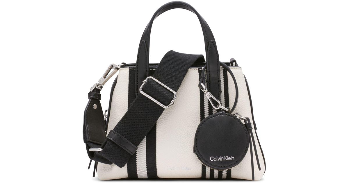 Calvin Klein Millie Triple Compartment Striped Crossbody With Coin