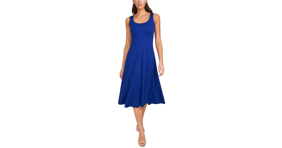 Msk Synthetic Solid Fit-and-flare Midi Tank Dress in Blue | Lyst