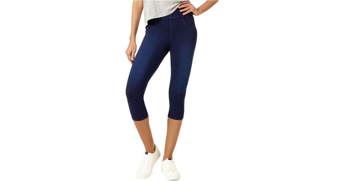 Hue ® Game Changing Hirise Capri Denim Leggings in Dark Rinse Wash