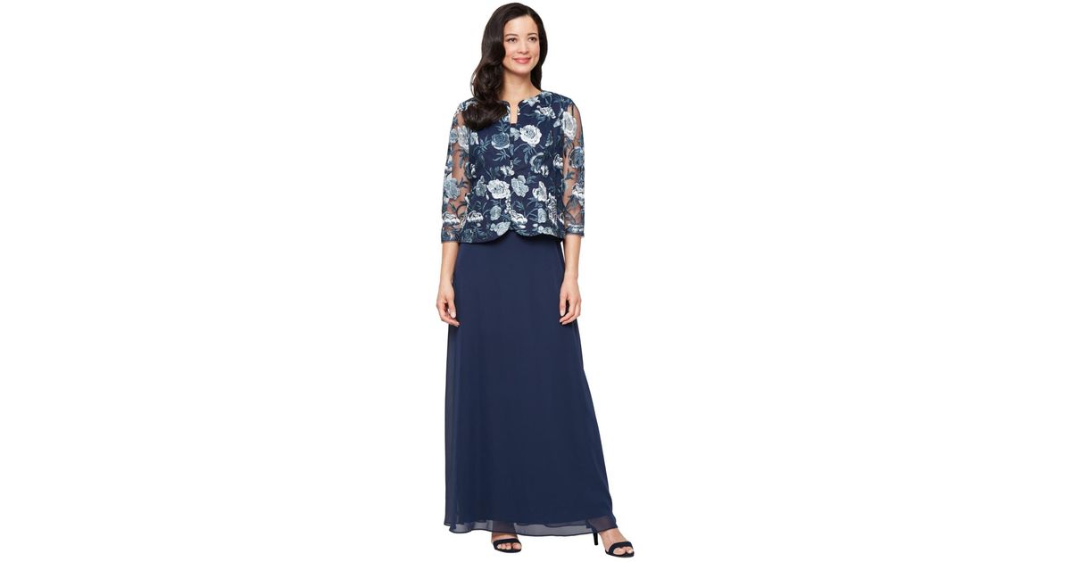 Alex Evenings Abito Da Donna Grigio Taglia 48 Petite - Pizzo E Paillettes, Manica 3/4, Scollo Rotondo