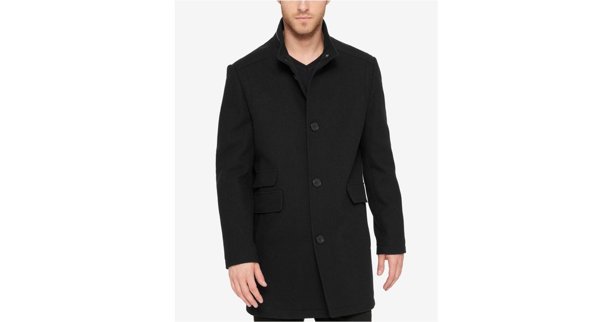 Kenneth Cole New York Mens Wool Car Coat with Sherpa Collar 