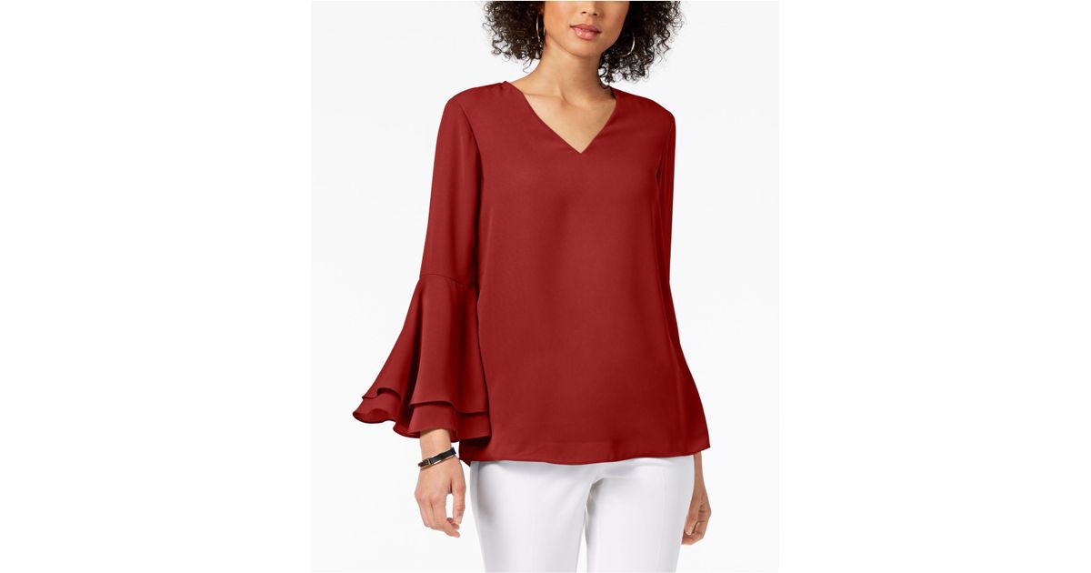 macys red blouses