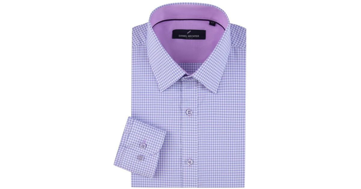 Daniel Hechter Check Dress Shirt in Purple for Men | Lyst