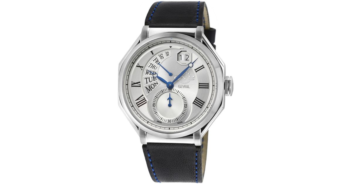 Gevril Marchese Leather Watch 44mm in Gray for Men Lyst