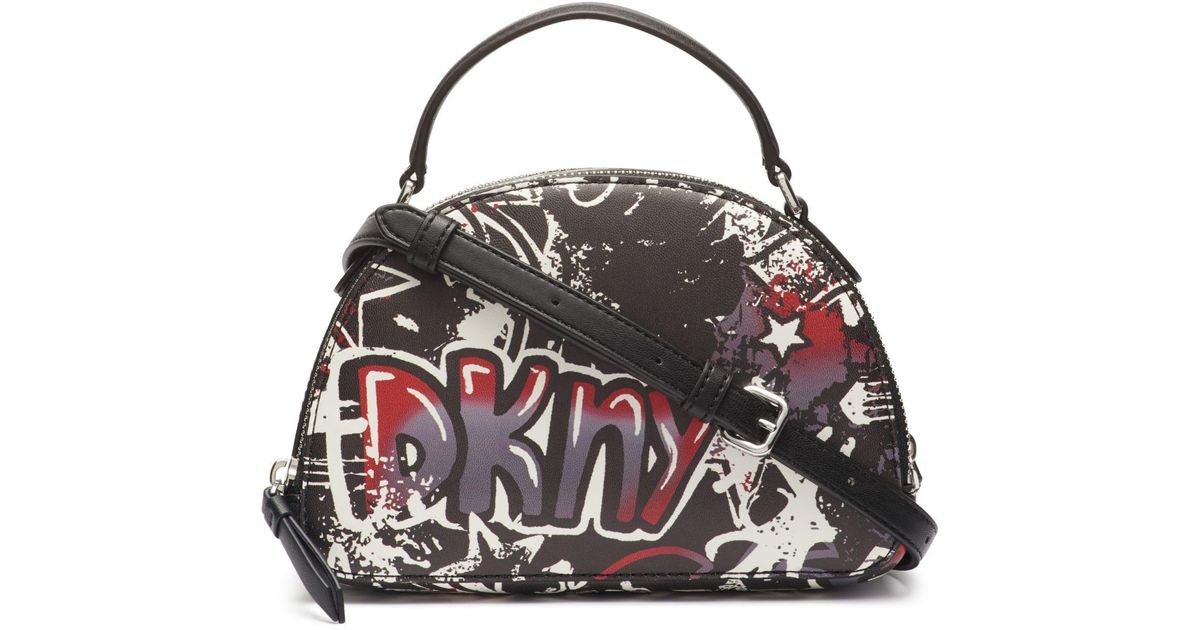 DKNY Tilly Mini Dome Graffiti Crossbody in Black | Lyst