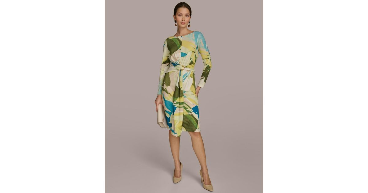 【Donna Karan New York】Printed Draped-Sash Dress Donna Karan New York Women's Printed Draped-Sash Dress - Macy's