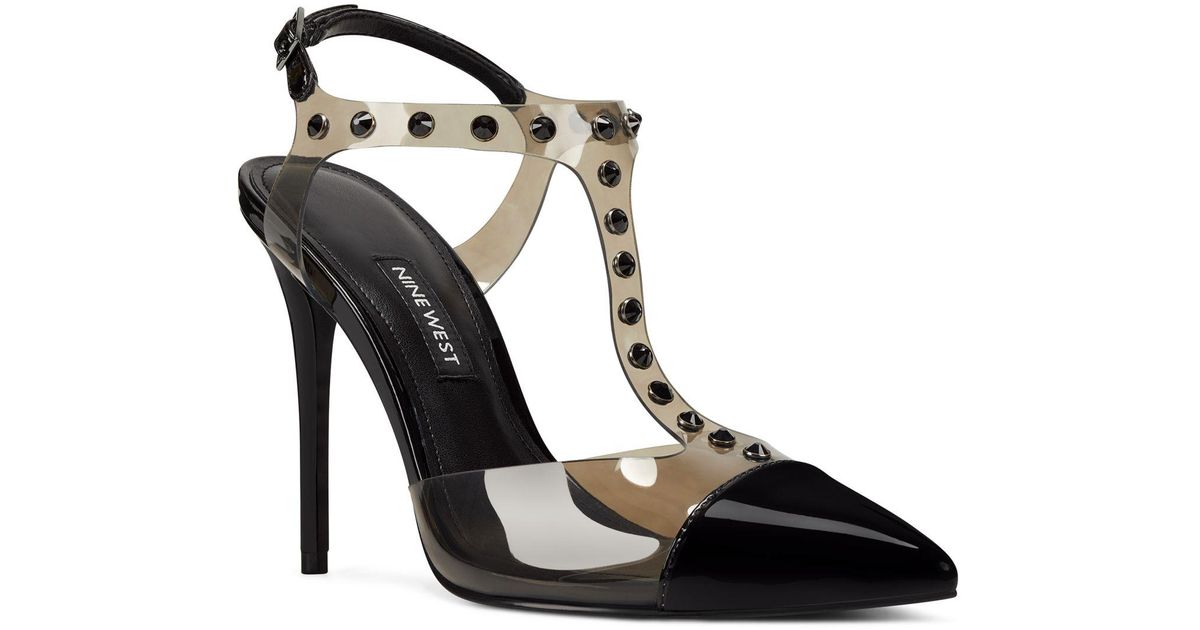 nine west black patent heels