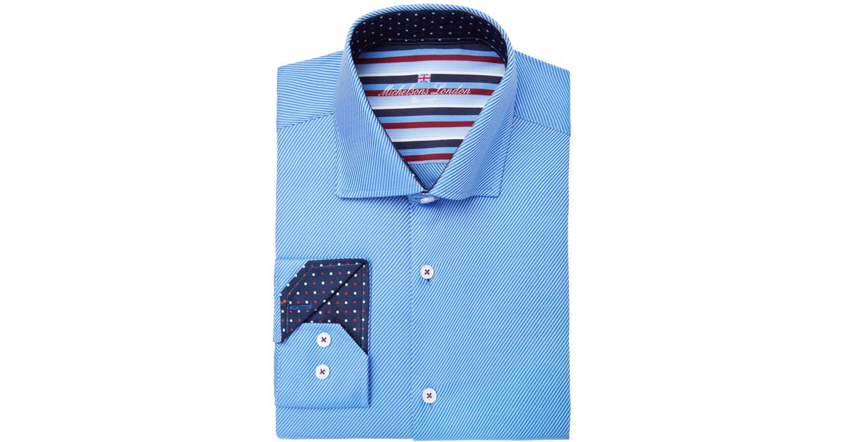 Michelsons New Menss Slim-Fit Charcoal White Stripe Button-Down Shirt