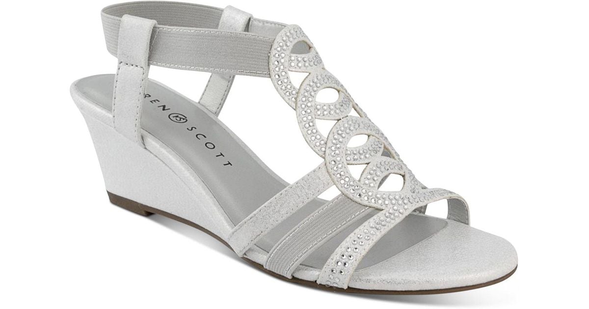 Karen Scott Denice Wedge Sandals, Created For Macy's in Silver ...