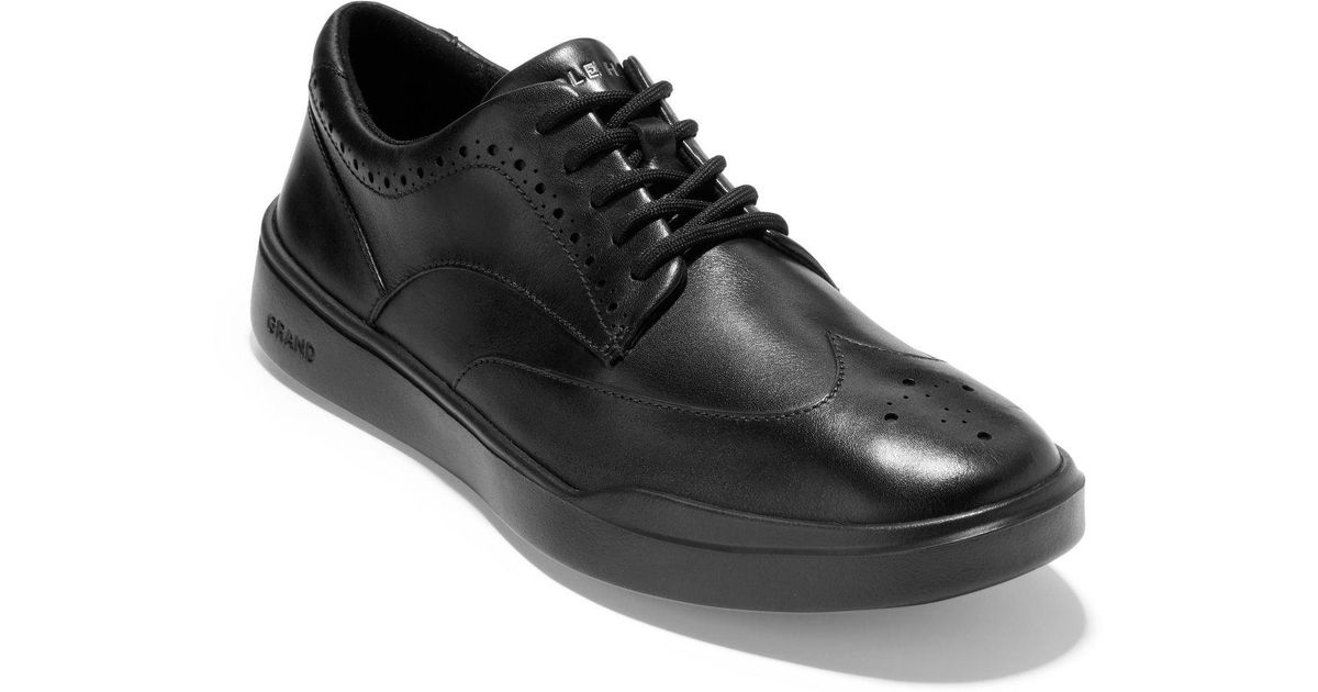 Cole Haan Leather Grand Crosscourt Wingtip Sneaker Shoes in Black for Men | Lyst