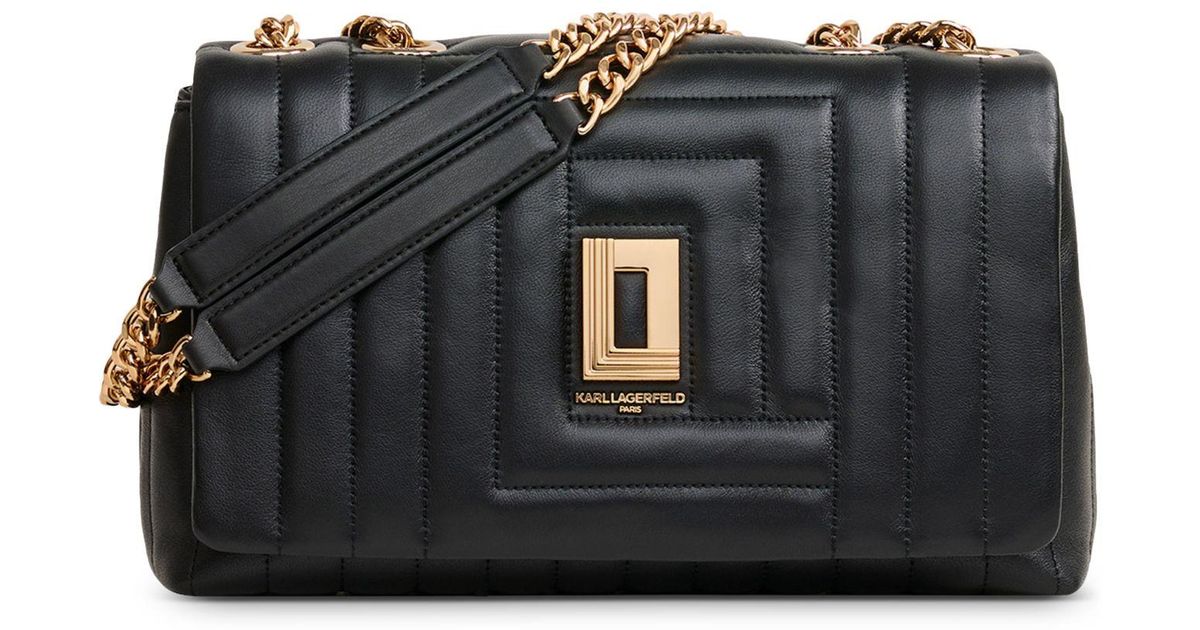 Karl Lagerfeld Lafayette Small Leather Shoulder Bag in Black Lyst