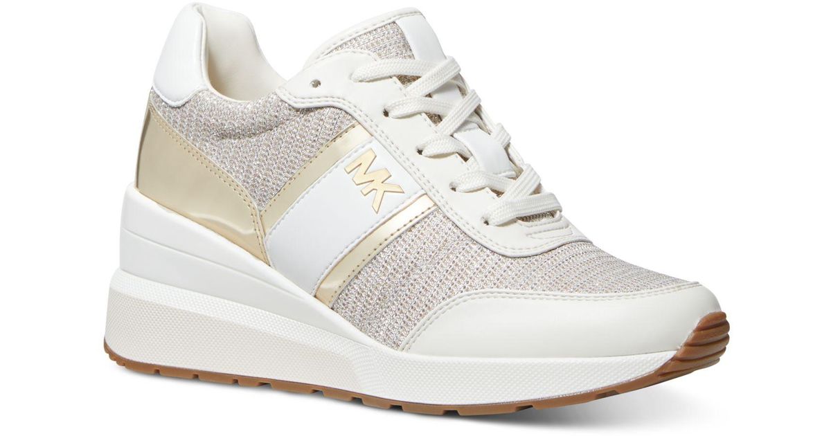 Michael Kors Mabel Trainer Lace-up Logo Sneakers in Champagne (White ...