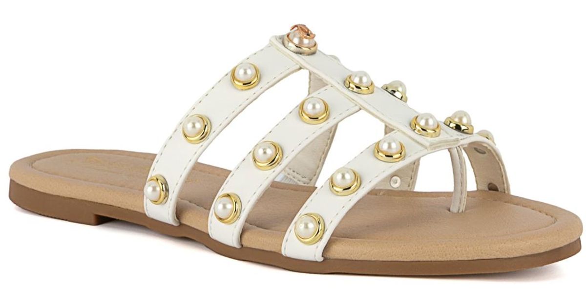 Juicy Couture Zallymae Embellished Slide Flat Sandals in White