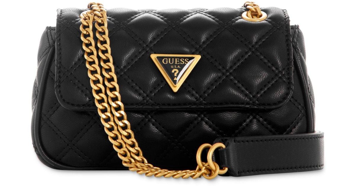 Guess Giully Mini Convertible Flap Quilted Crossbody in Black Lyst