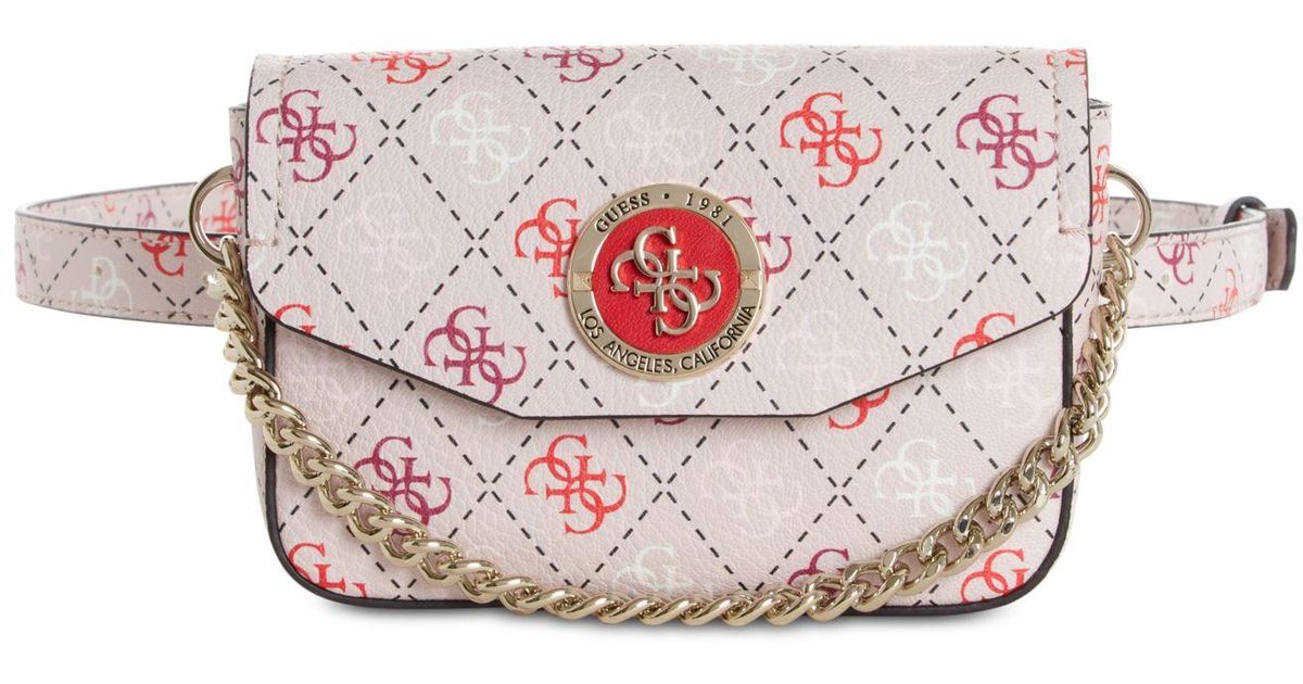 guess belt bag pink