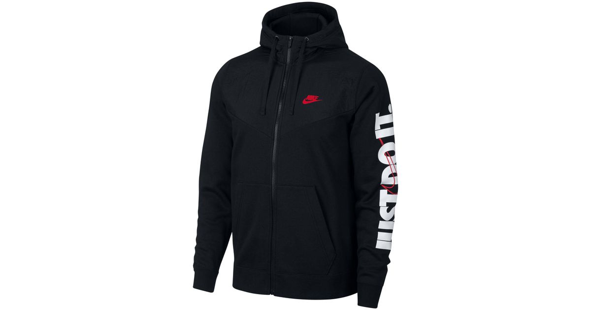 Nike Sportswear Just Do It Fleece Zip Hoodie in Black for Men | Lyst