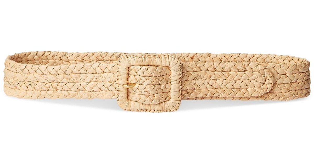 Ralph Lauren Raffia Wide Belt in Natural | Lyst