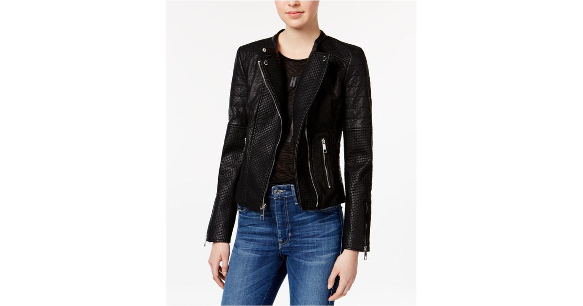 Guess Black Jazmin Saint Faux Leather Moto Jacket