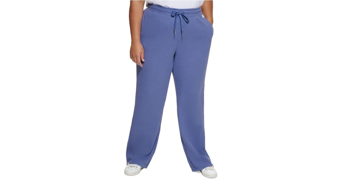 Calvin Klein Cotton Performance Plus Size Active Thermal Pants in Blue ...
