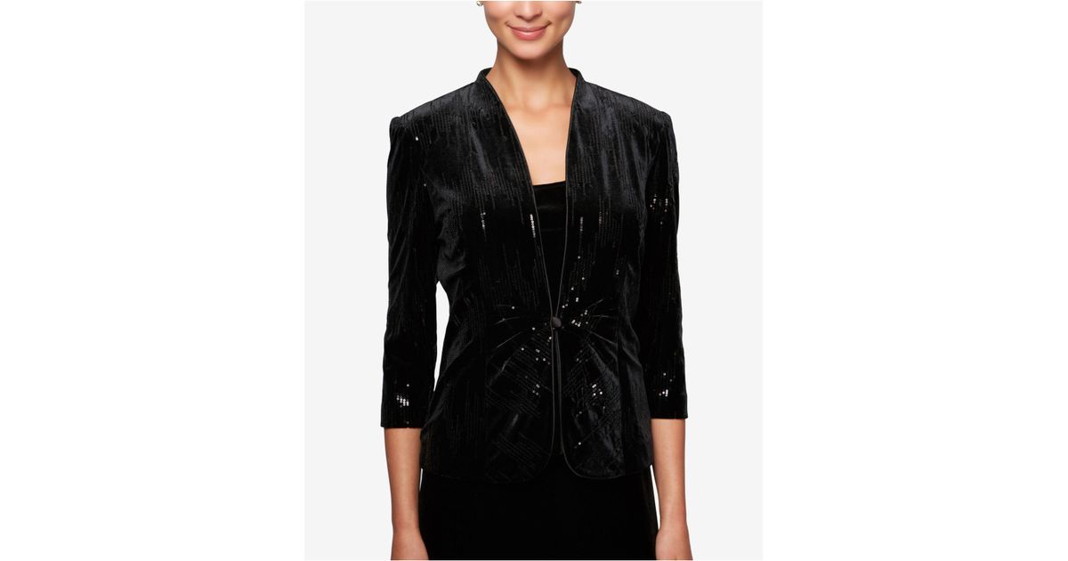 Alex Evenings Sequined Velvet Jacket 