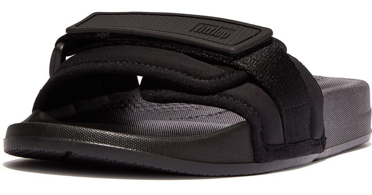 Fitflop Iqushion Adjustable Waterresistant Pool Slides in Black Lyst