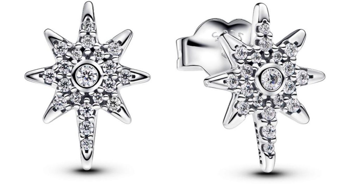PANDORA Sparkling North Star Stud Earrings in Metallic | Lyst