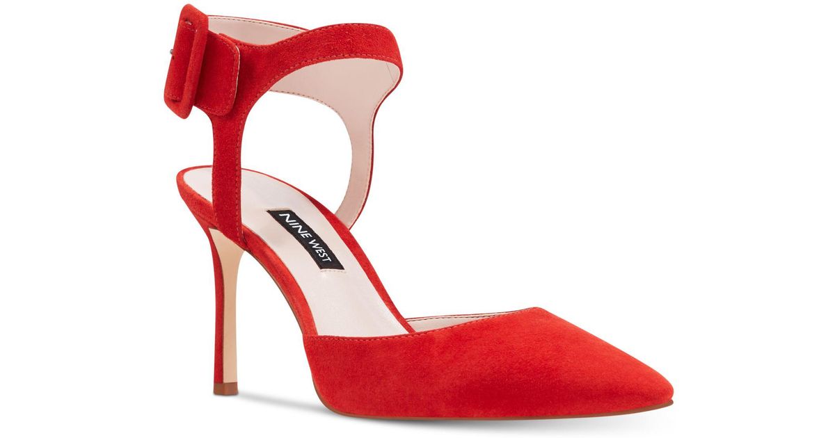 nine west red suede pumps