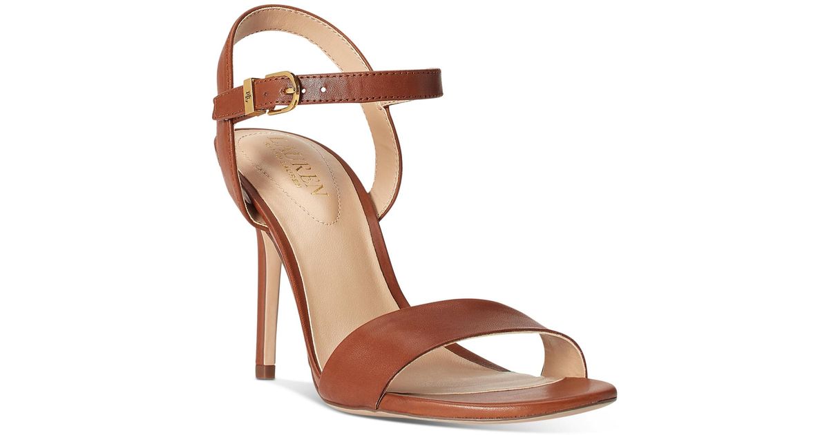 Lauren by Ralph Lauren Gwen Anklestrap Dress Sandals in Brown Lyst