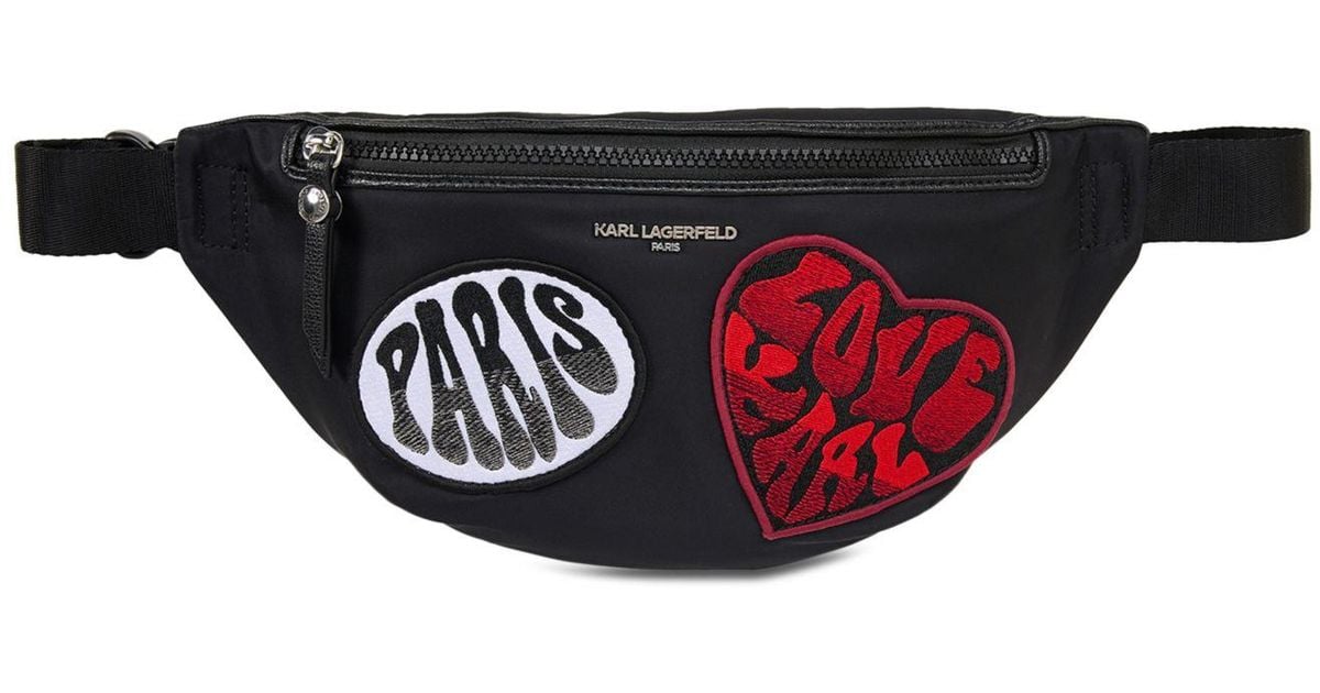 Karl Lagerfeld Amour Signature Patch Belt Bag in Black | Lyst