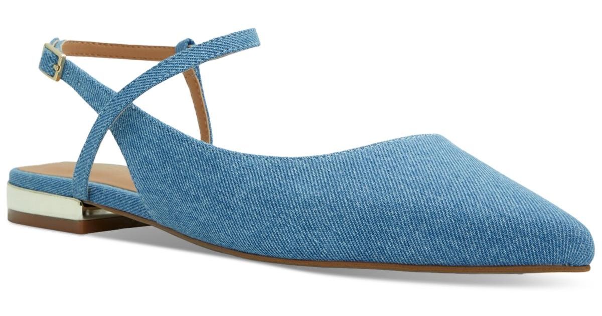 ALDO Sarine Strappy Pointed Toe Flats in Blue Lyst