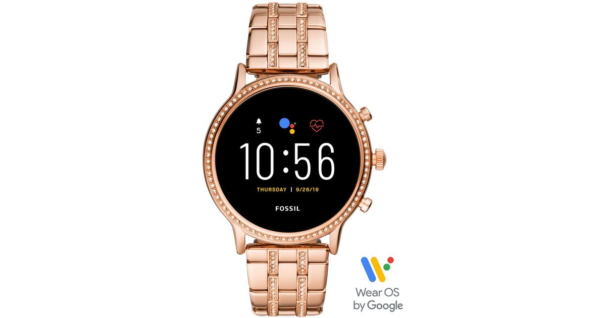 Fossil Tech Gen 5 Julianna Hr Rose Gold Bracelet Smart Watch 44mm, Powered By Wear Os By Google
