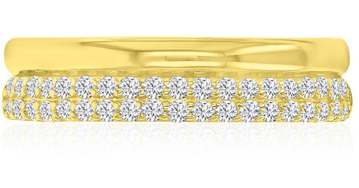 Macy's Cubic Zirconia Two-row Ring in Yellow | Lyst