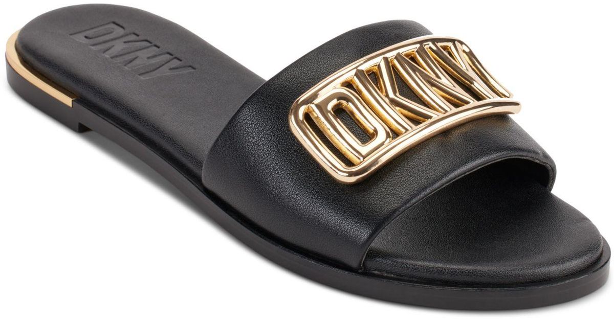 DKNY Waldina Slip-on Slide Sandals in Black | Lyst