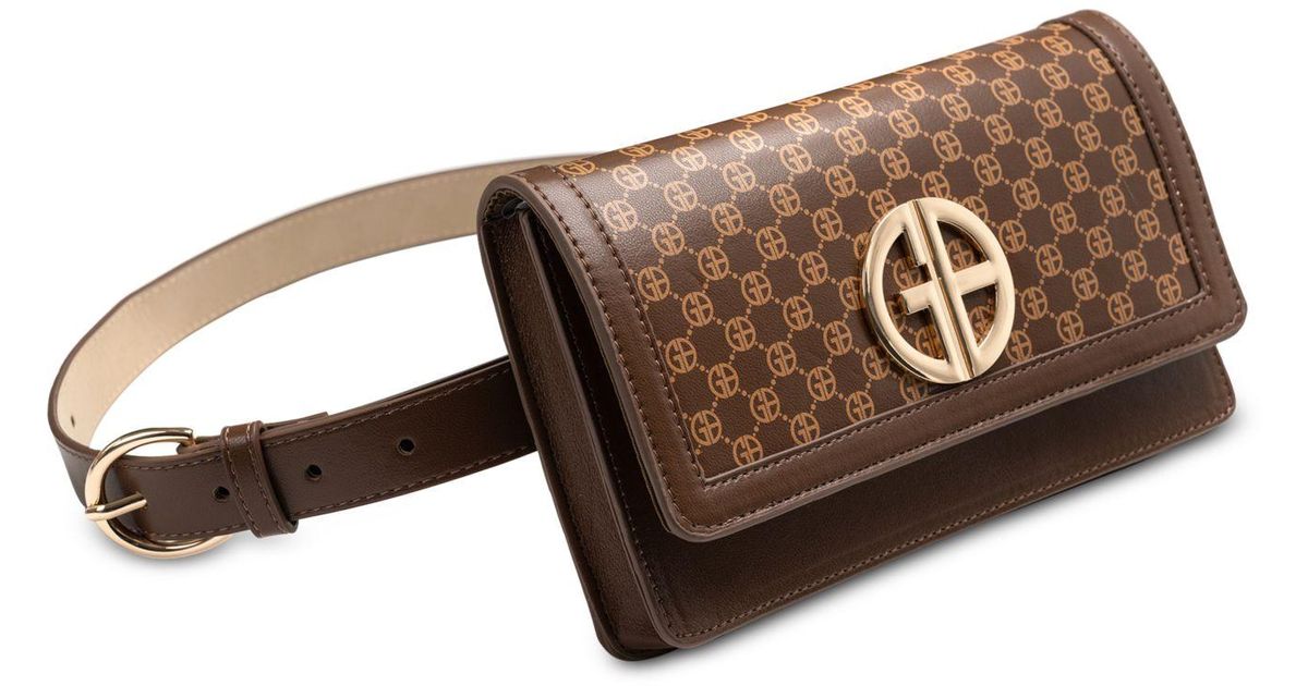 Giani Bernini Faux-leather Logo Belt Bag in Brown | Lyst