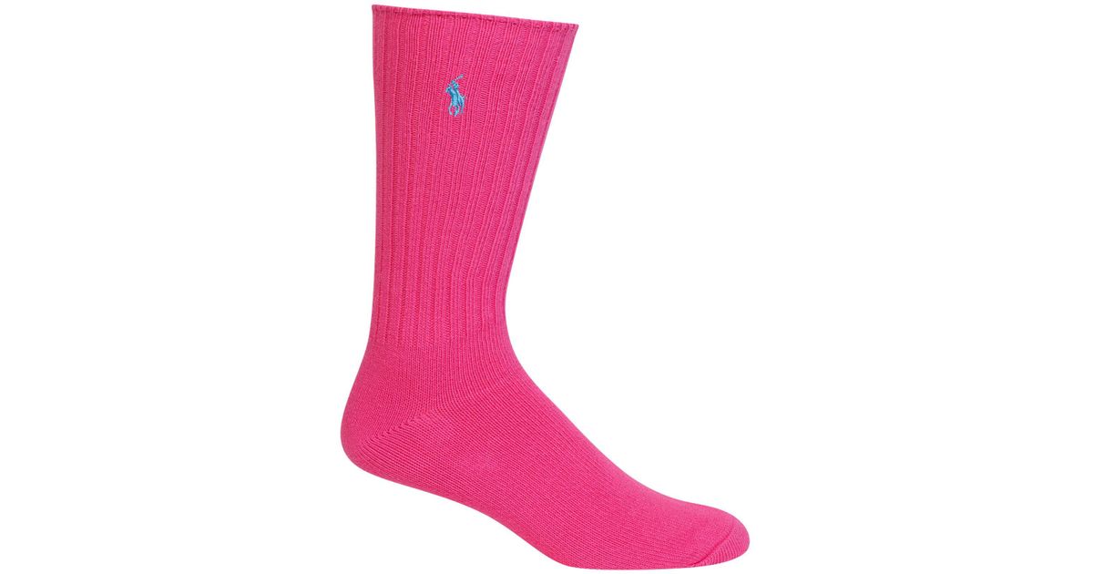Polo Ralph Lauren Cotton Men's Crew Socks in Bright Pink (Pink) for Men