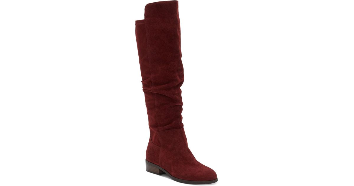 Lucky Brand Suede Calypso Widecalf Crop Overtheknee Boots in Red Lyst