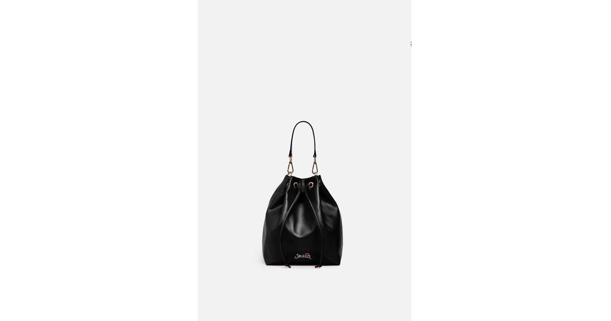 Silver & Riley Madison Drawstring Leather Bucket Bag in White | Lyst