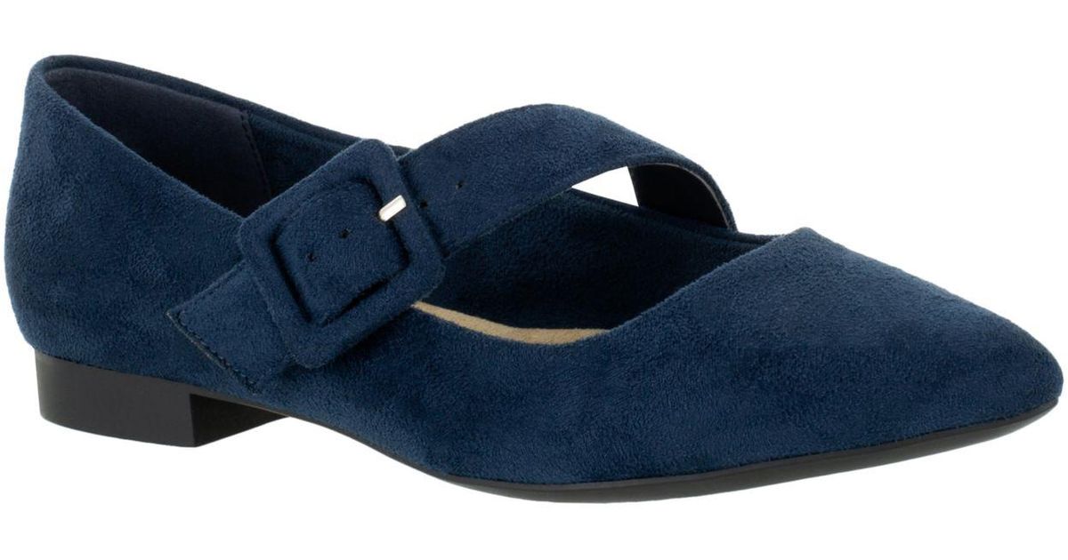 Bella Vita Virginia Ii Mary Jane Flats in Navy Suede (Blue) - Lyst