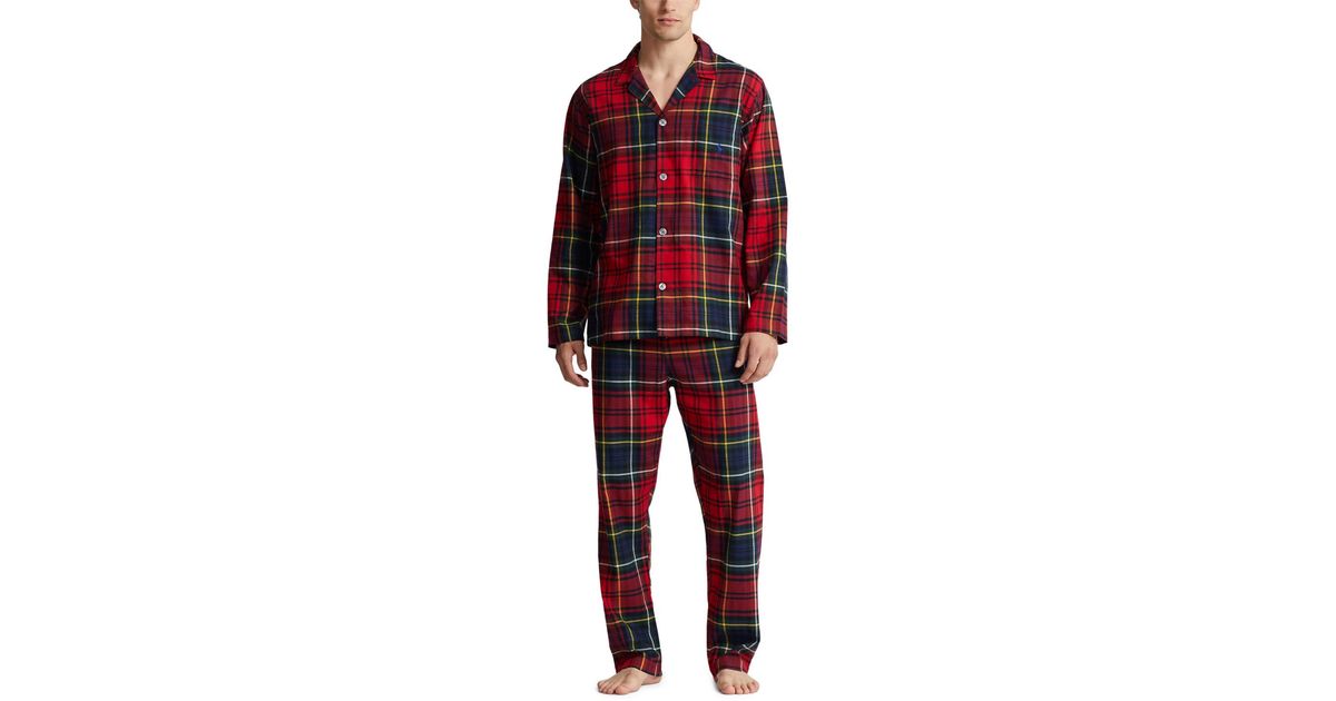 Polo Ralph Lauren Plaid Flannel Pajamas Set in Red for Men Lyst